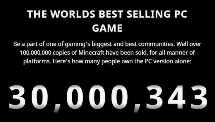 Minecraft [Versão Java para PC] - Chegou a 30 milhões de cópias vendidas.